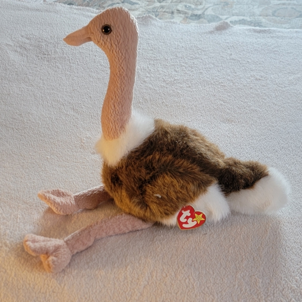 Ty Plush Stretch the Ostrich Brown and Cream.  1998